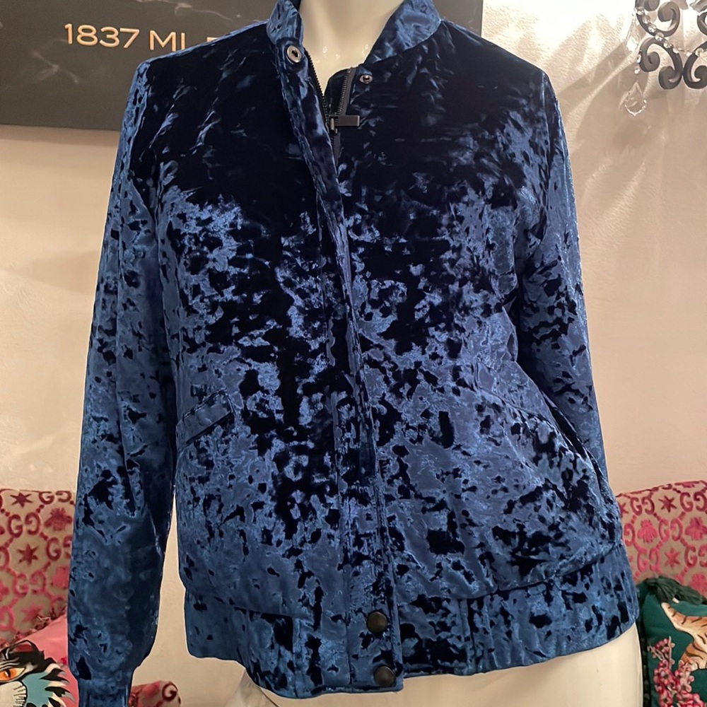 Blue crushed velvet jacket